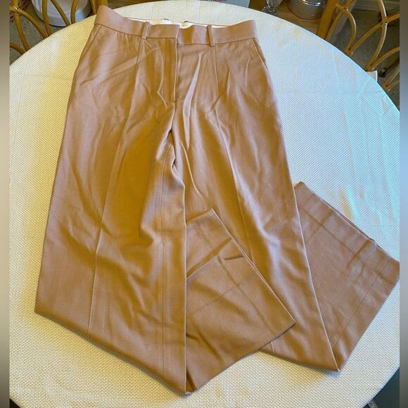 Reiss tan wool blend wide leg slacks trousers business work size 8 - Picture 1 of 13